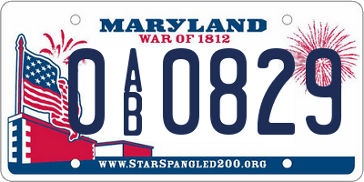 MD license plate 0AB0829
