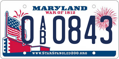 MD license plate 0AB0843