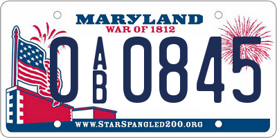 MD license plate 0AB0845