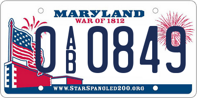 MD license plate 0AB0849