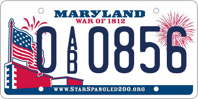 MD license plate 0AB0856