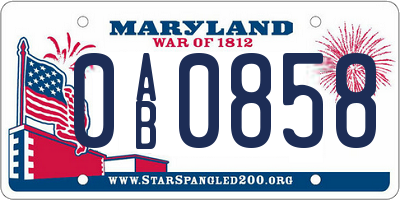 MD license plate 0AB0858