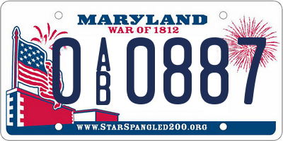 MD license plate 0AB0887