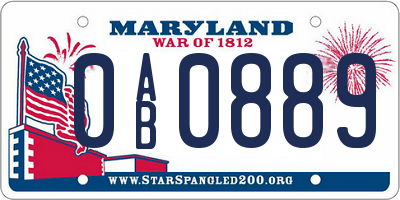 MD license plate 0AB0889