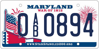 MD license plate 0AB0894