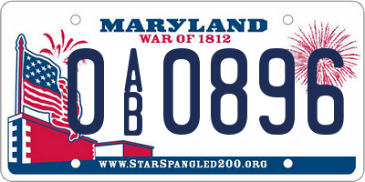MD license plate 0AB0896