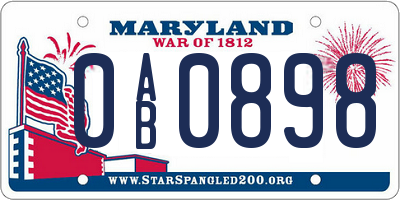 MD license plate 0AB0898