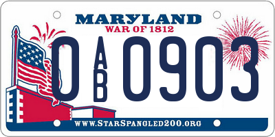MD license plate 0AB0903