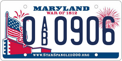 MD license plate 0AB0906