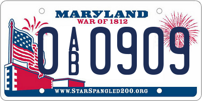 MD license plate 0AB0909