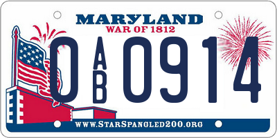 MD license plate 0AB0914