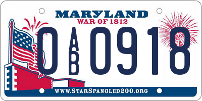 MD license plate 0AB0918