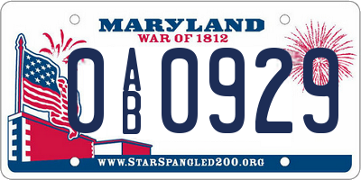 MD license plate 0AB0929