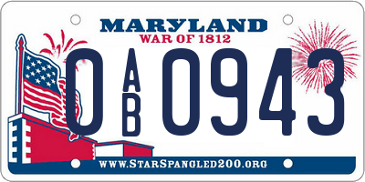 MD license plate 0AB0943