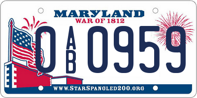 MD license plate 0AB0959