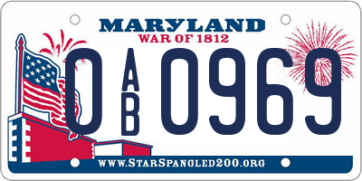 MD license plate 0AB0969