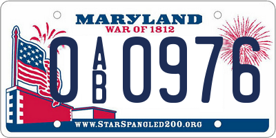 MD license plate 0AB0976