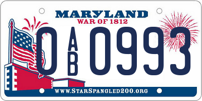 MD license plate 0AB0993