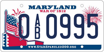 MD license plate 0AB0995