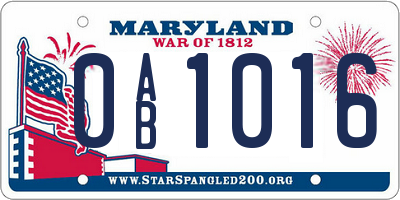 MD license plate 0AB1016