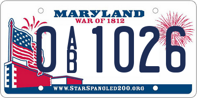MD license plate 0AB1026