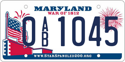 MD license plate 0AB1045