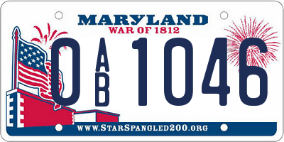 MD license plate 0AB1046