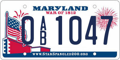 MD license plate 0AB1047