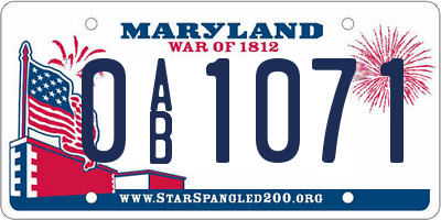 MD license plate 0AB1071