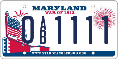 MD license plate 0AB1111