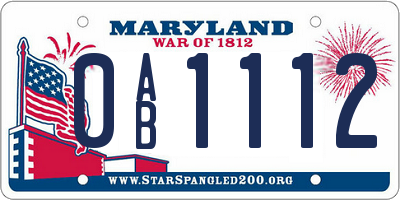 MD license plate 0AB1112