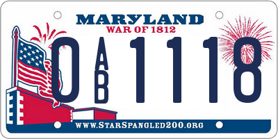 MD license plate 0AB1118