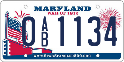 MD license plate 0AB1134