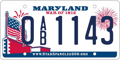 MD license plate 0AB1143