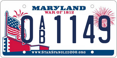MD license plate 0AB1149
