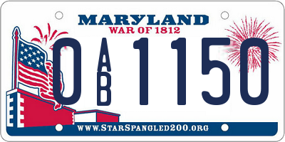 MD license plate 0AB1150