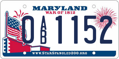 MD license plate 0AB1152
