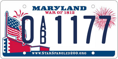 MD license plate 0AB1177