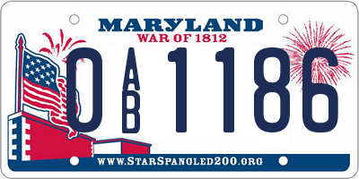 MD license plate 0AB1186