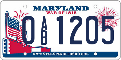 MD license plate 0AB1205