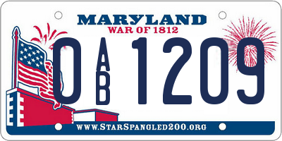 MD license plate 0AB1209