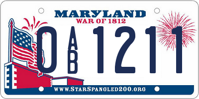 MD license plate 0AB1211