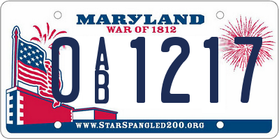 MD license plate 0AB1217
