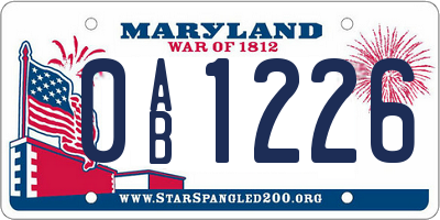MD license plate 0AB1226