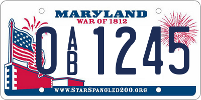 MD license plate 0AB1245