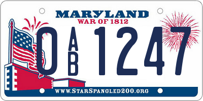 MD license plate 0AB1247