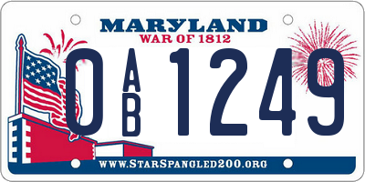 MD license plate 0AB1249