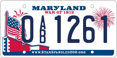 MD license plate 0AB1261