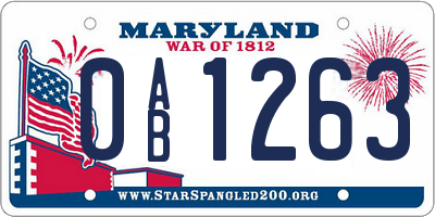 MD license plate 0AB1263
