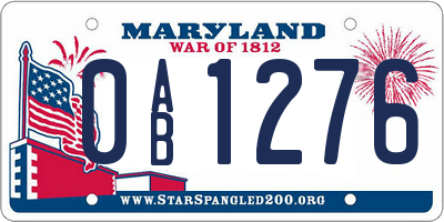 MD license plate 0AB1276